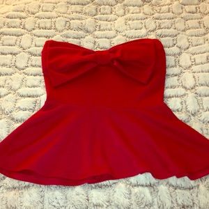 Red Strapless Bow tube top❤️